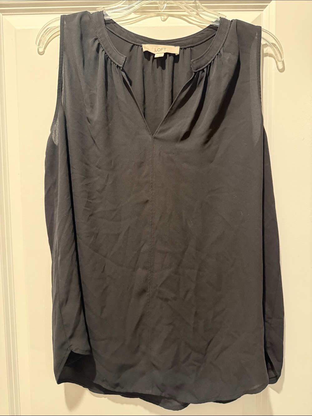 LOFT Dark Gray Sleeveless V-Neck Chiffon Top